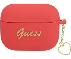 Apple AirPods Pro Guess silikoninis Charm Heart Collection (GUAPLSCHSR) ausinių dėklas raudonos spalvos