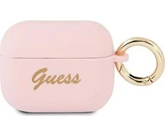 Apple AirPods Pro Guess silikoninis Vintage Script (GUAPSSSI) ausinių dėklas rožinės spalvos