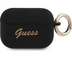 Guess dėklas, skirtas AirPods Pro GUAPSSSK juodos spalvos Silikoninis Vintage Script