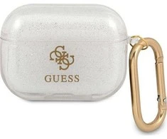 Dėklas GUESS GUAPUCG4GT AIRPODS PRO dangtelis permatomas blizgučiais