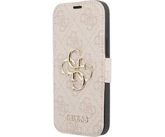 Dėklas Apple iPhone 13 Pro Max Guess Book 4G Big Metal Logo (GUBKP13X4GMGPI) rožinės spalvos