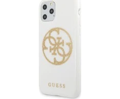 Apple iPhone 11 Pro Max Guess Hard dėklas Glitter 4G Circle Logo (GUHCN65TPUWHGLG) baltos spalvos