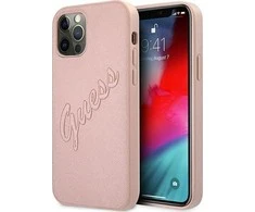 GUESS GUHCP12LRSAVSRG KIETUS DĖKLAS SAFFIANO VINTAGE IPHONE 12 PRO MAX Rožinis