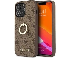 Apple iPhone 13 Pro Guess dėklas 4G with Ring Stand (GUHCP13L4GMRBR) rudos spalvos
