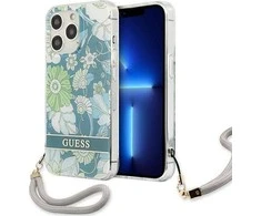Apple iPhone 13 Pro Guess dėklas Flower Strap (GUHCP13LHFLSN) žalios spalvos