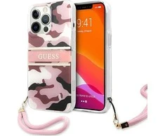 Apple iPhone 13 Pro Guess dėklas Camo Strap Collection (GUHCP13LKCABPI) rožinės spalvos
