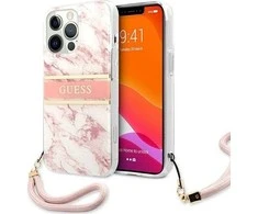 Dėklas Guess GUHCP13LKMABPI iPhone 13 Pro / 13 6,1" rožinis/pink hardcase Marble Strap Collection