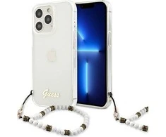 Guess GUHCP13LKPSWH iPhone 13 Pro / 13 6,1" skaidrus kietas dėklas Baltas Pearl