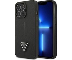 Dėklas Guess GUHCP13LPSATLK iPhone 13 Pro / 13 6,1" juodas/juodas kietas SaffianoTriangle logotipas