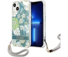 Apple iPhone 13 Mini Guess dėklas Flower Strap (GUHCP13SHFLSN) žalios spalvos