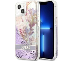 Dėklas Guess GUHCP13SLFLSU iPhone 13 mini 5,4" violetinė/violetinė hardcase Flower Liquid Glitter