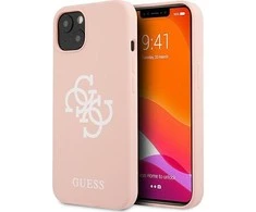 Apple iPhone 13 Mini Guess Hard dėklas Silicone 4G Logo (GUHCP13SLS4GWPI) rožinės spalvos