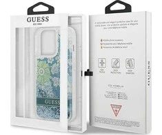 Apple iPhone 13 Pro Max Guess dėklas Flower Liquid Glitter (GUHCP13XLFLSN) žalios spalvos