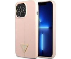 Apple iPhone 13 Pro Max Guess dėklas Silicone Triangle (GUHCP13XSLTGP) rožinės spalvos