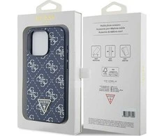 Guess GUHCP15LPG4GPB Apple iPhone 15 Pro 6.1″ mėlynas kietas dėklas 4G Triangle Metal Logo