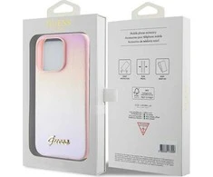 Dėklas GUESS GUHCP15LPSAIRSP IPHONE 15 PRO 6.1 "Rožinis/Rožinis HARDCASE SAFFIANO IRIDESCENT SCRIPT