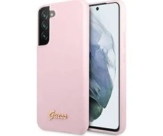 Samsung Galaxy S22 Plus Guess silikoninis dėklas Script Metal Logo (GUHCS22MLSLMGLA) violetinės spalvos