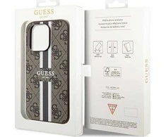 Guess GUHMP15LP4RPSW Apple iPhone 15 Pro 6.1″ rudos spalvos kietas dėklas 4G Printed Stripes MagSafe