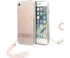 Apple iPhone SE 2022 / SE 2020 / 7 / 8 Guess dėklas 4G Print Strap (GUOHCI8H4STP) rožinės spalvos