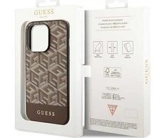 Guess GUHMP14XHGCFSEW Apple iPhone 14 Pro Max 6.7″rudos spalvos kietas dėklas GCube Stripes MagSafe