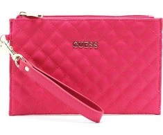 Guess, Holdall, Eco Leather, Textile Handbag, Quilted Effect And Cuff, Fucshia, 23 x 15 x 1.5 cm