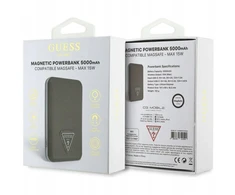Guess Indukcinė išorinė baterija AE5B4 Grūdinto trikampio formos 5000mAh 15W USB-C MagSafe ruda