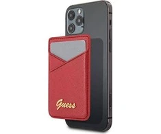 Guess dėklas Wallet Card Slot Magsafe Saffiano (GUWMSSASLRE) rudonos spalvos