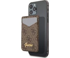 Dėklas GUESS WALLET CASE FOR MAGSAFE 4G GRAY CARDS BROWN