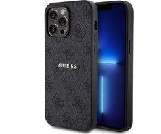 Dėklas Guess GUHMP14XG4GFRK iPhone 14 Pro Max 6.7" juodas/juodas hardcase 4G Collection Leather Metal Logo MagSafe