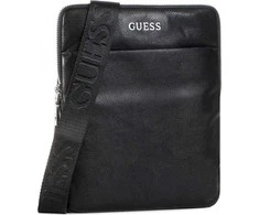 Guess, Scala, Flat Top Zip, Textile Crossbody Bag, Juodas, For Men