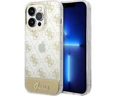 Guess GUHCP14XHG4MHG Apple iPhone 14 Pro Max6,7" auksinis kietasis dėklas 4G modelio scenarijus