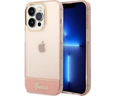 Guess GUHCP14XHGCOP iPhone 14 Pro Max 6,7 colių eilinis/rožinis kietas dėklas, permatomas