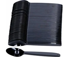 Guillin Plastikiniai šaukšteliai SUPERIOR, PS, juodi, 12,5 cm, 50 vnt