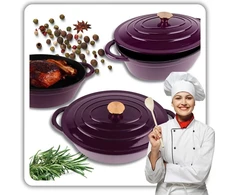 HAGE Emaliuota ketaus keptuvė žąsiui 6L HAGE Eggplant (DK34-eggplant)