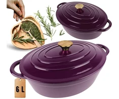 HAGE Emaliuota ketaus keptuvė žąsiui 6L HAGE Eggplant (DK34-eggplant)