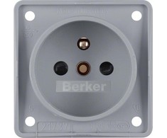 Hager Polo Hager Integro Flow Vienvietis lizdas be 16A 250V su kontaktų dangteliais pilka 961952506