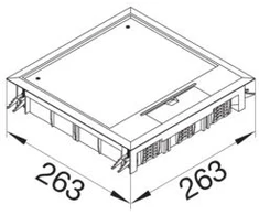 Hager Polo „Hager“ grindų dėžutės dangtelis 263x263 mm, skirtas montuoti techninėse grindyse, 24 moduliai, kilimui, 5 mm pjūklas (VQ12057011)