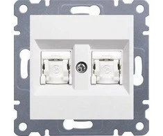 Hager LUMINA2 kompiuterių lizdai dviviečiai RJ45 cat.5E UTP balta - WL2120