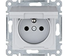 Hager Polo Hager Lumina maitinimo lizdas su įžeminimu ir dangteliu 16 A/250 VAC sidabrinis WL1122