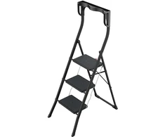 Hailo Pakāpienu soliņš salokāms K77 ComfortLine / alumīnija / 3 pakāpieni drošības rokturis / juodas