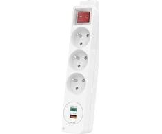 Hama Power Strip 3 lizdai, 1 USB C, 1 USB A, 1,4 m, balta