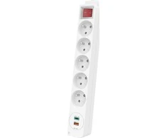 Hama Power Strip 5 lizdai, 1 USB C, 1 USB A, 1,4 m