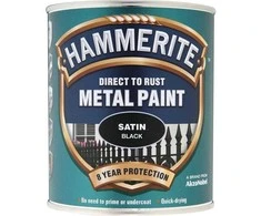 Emaliniai dažai, universalūs / apsaugo metalines konstrukcijas nuo korozijos. „Hammerite“ metalo dažai, pusiau blizgūs, 0,75 l, juodi.
