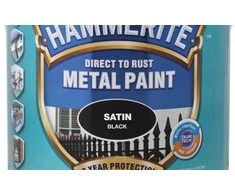 Emaliniai dažai, universalūs / apsaugo metalines konstrukcijas nuo korozijos. „Hammerite“ metalo dažai, pusiau blizgūs, 0,75 l, juodi.