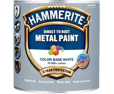 Metalo dažai HAMMERITE SMOOTH FINISH, blizgūs, baltos sp., BC bazė, 2,35 l