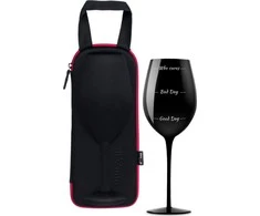 Handlosfera Gigantiška juoda vyno taurė "Who cares" (750ml)