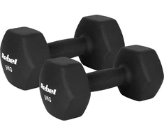Hantelki HEX 2x9kg neopreno ketaus hanteliai, REBEL ACTIVE