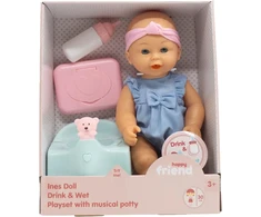 Happy Friend Gerti ir šlapintis Ines lėlė 30 cm su muzikiniu puodeliu