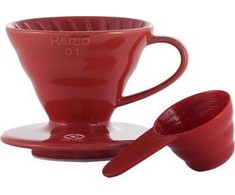 Hario V60-01 keramikinis kavos lašintuvas raudonas