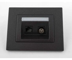 TV antenos ir kompiuterio lizdas (RJ45) VILMA XP 500 be rėmelio, antracito spalvos